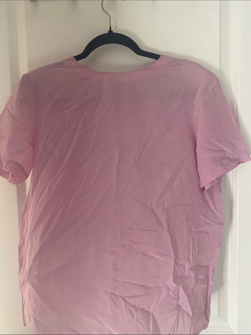 Anna And Frank 100% Silk Pale Pink/Lavender Short Sleeve Crewneck Tee